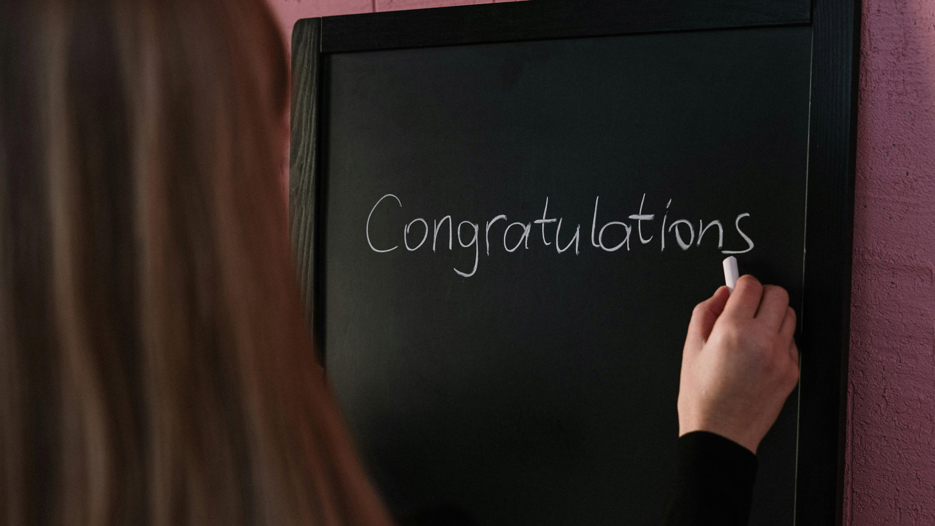 "Congratulations" on a blackboard