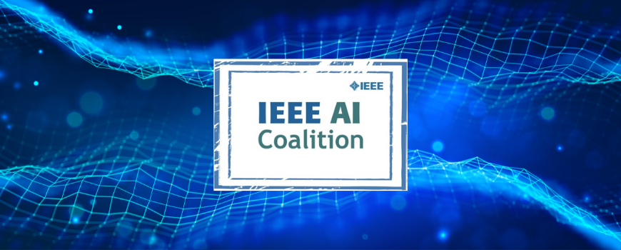 Image of AI Coalition Logo in front of blue gradient background