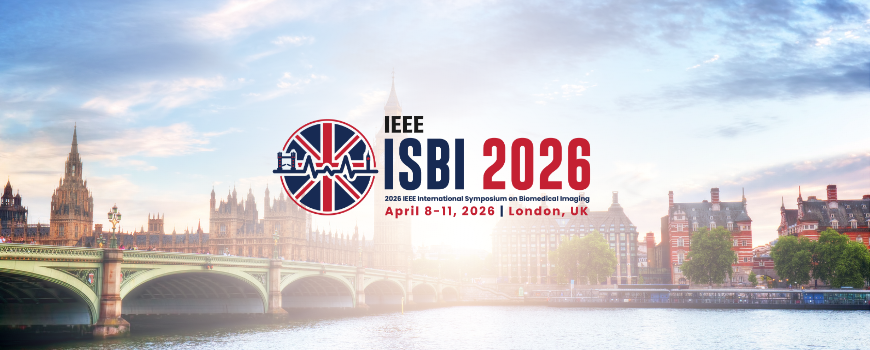 Image of ISBI 2026 logo in front of London skyline