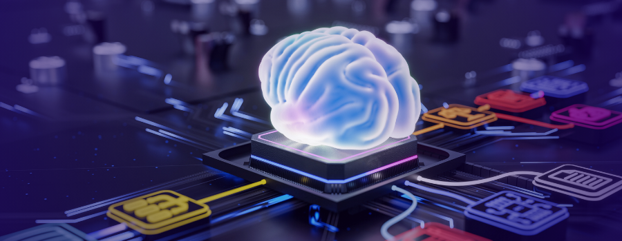 Image of circuit board with brain