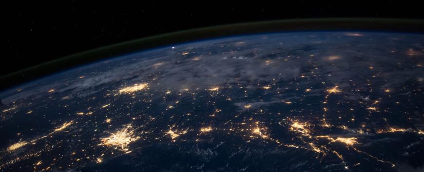 Night time view of earth from space