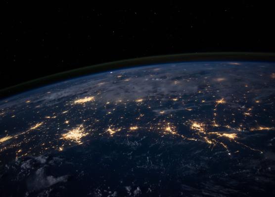 Night time view of earth from space