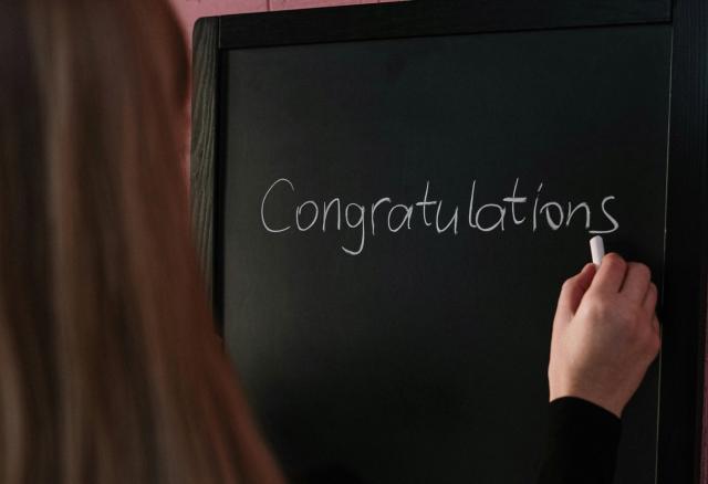 "Congratulations" on a blackboard
