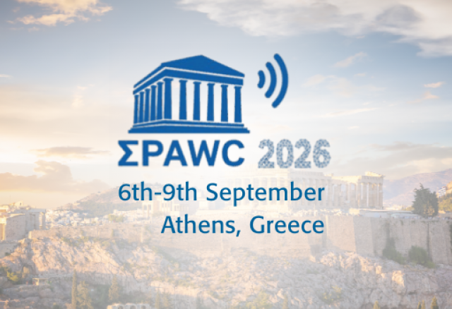 Image of SPAWC 2026 logo in front of background of Athens, Greece