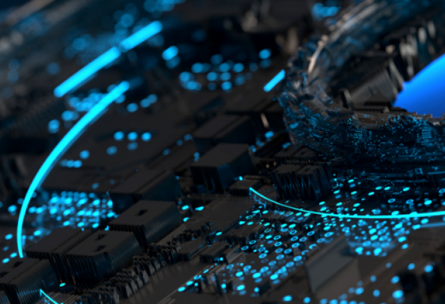 Digital technology quantum computing concept background