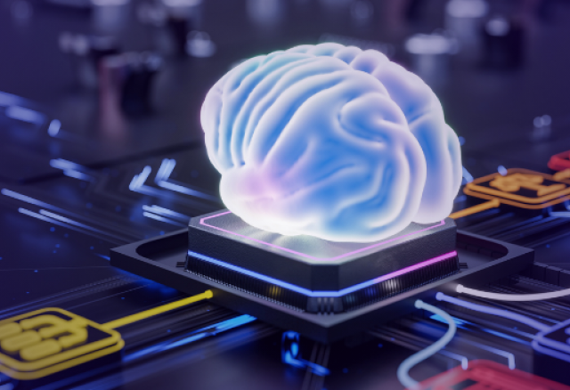 Image of circuit board with brain