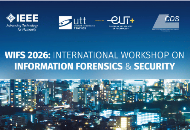 Image of cityscape at night with the text "WIFS 2026: International Workshop on Information Forensics & Security"